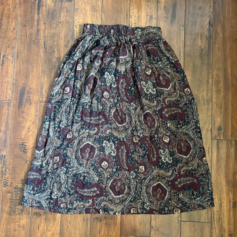 Vintage Michael Taylor Skirt Womens M Brown Paisley Hippie Boho Gremlin Grunge